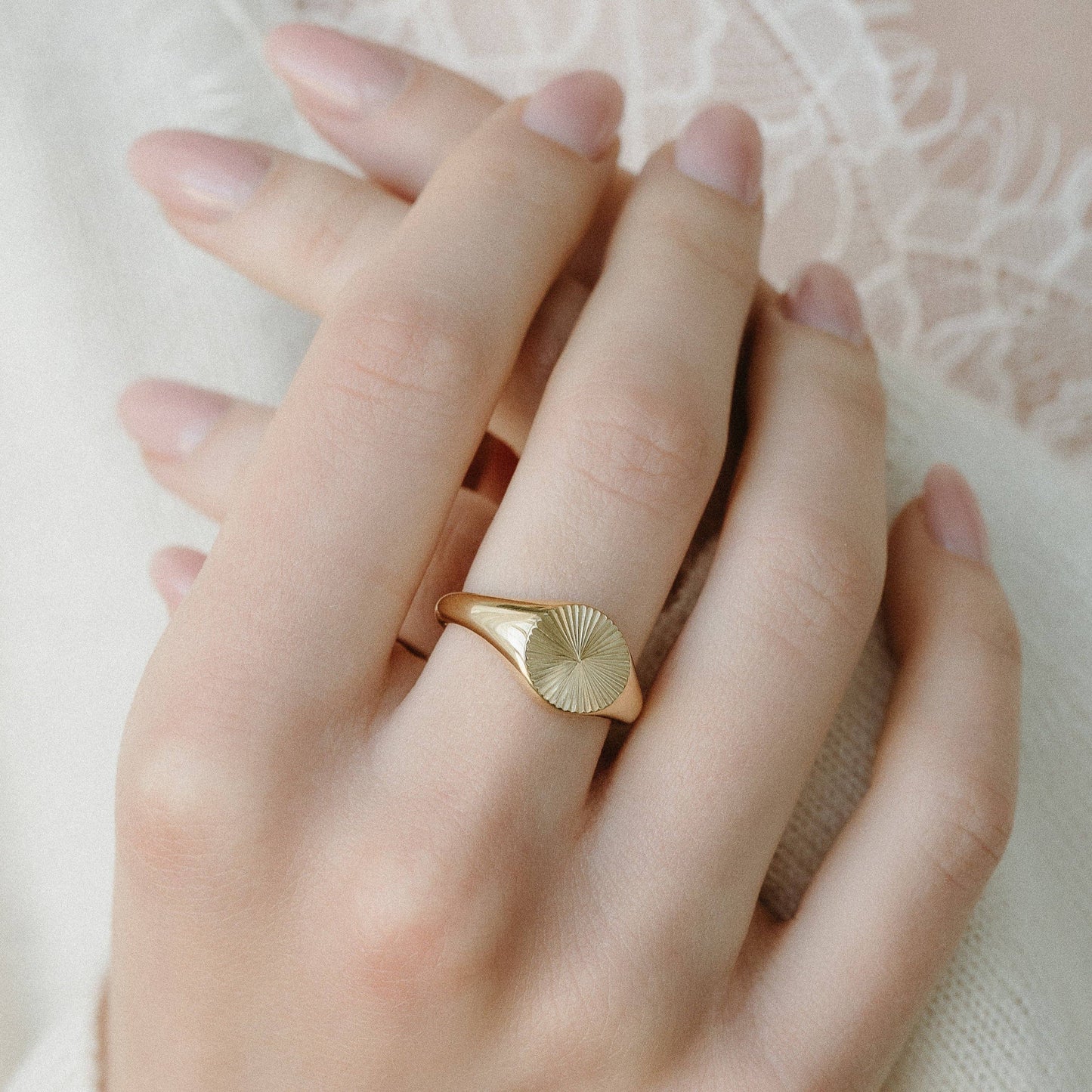 Petite Gold  Solis Signet Ring 7