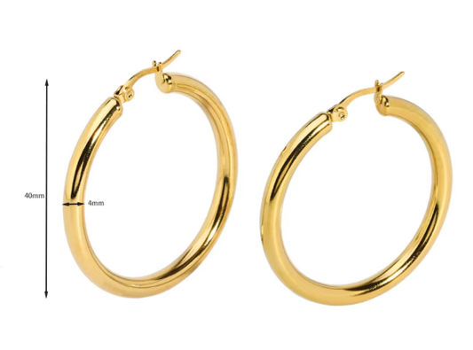 HoopLa -  Porto Hoop- Chunky Classic Hoop Earrings : Yellow Gold / 30mm