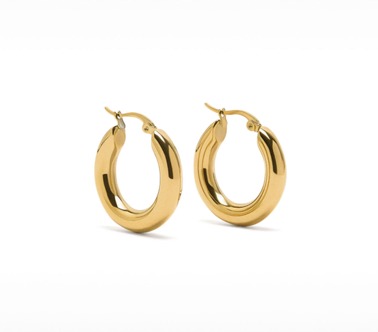 HoopLa -  Porto Hoop- Chunky Classic Hoop Earrings : Yellow Gold / 50mm