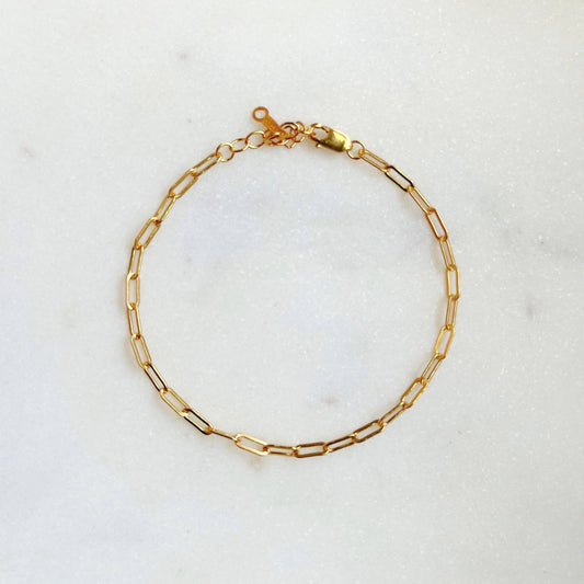 Petite Gold - Paperclip Bracelet: Sterling Silver