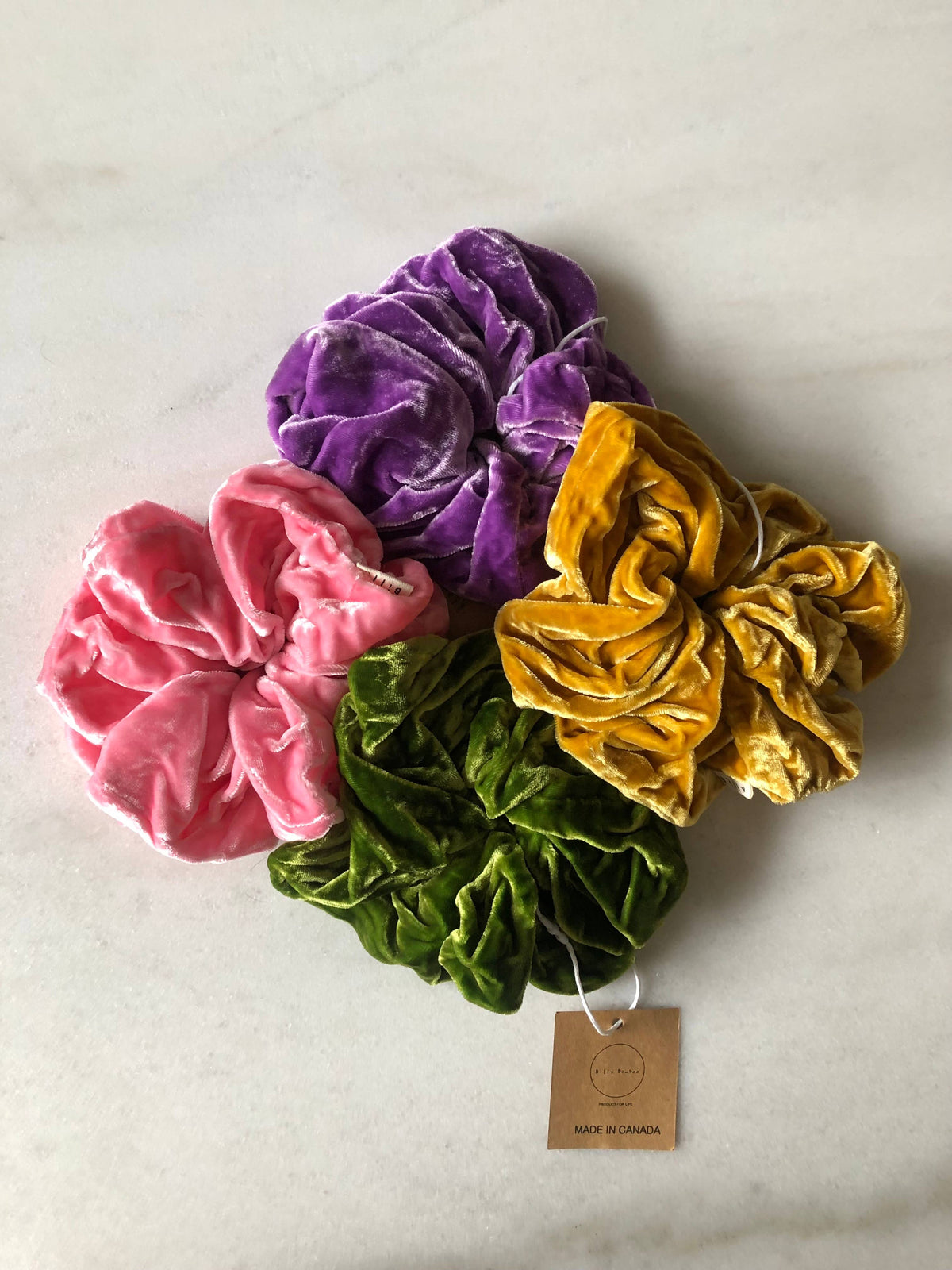 Billy Bamboo - Silk Velvet Large Scrunchie Rose Quartz