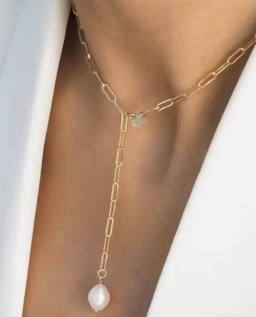 HoopLa - Pearl Lariat Necklace