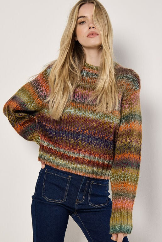 Apricot Chunky Knit Multi Coloured Jumper Orange