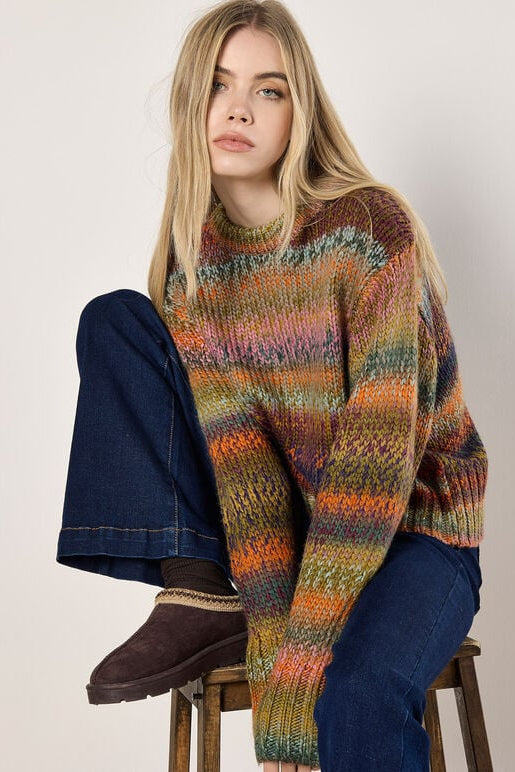 Apricot Chunky Knit Multi Coloured Jumper Orange