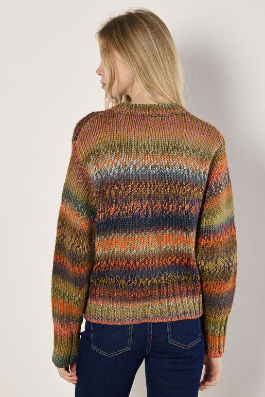 Apricot Chunky Knit Multi Coloured Jumper Orange