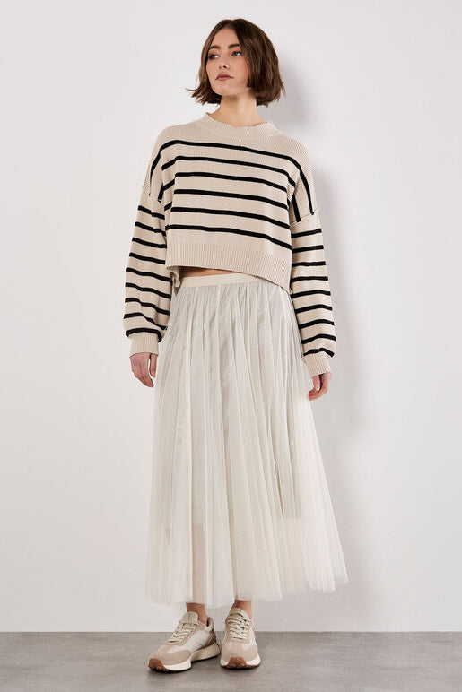 Apricot Stripe Drop Shoulder Oversized Jumper Stone
