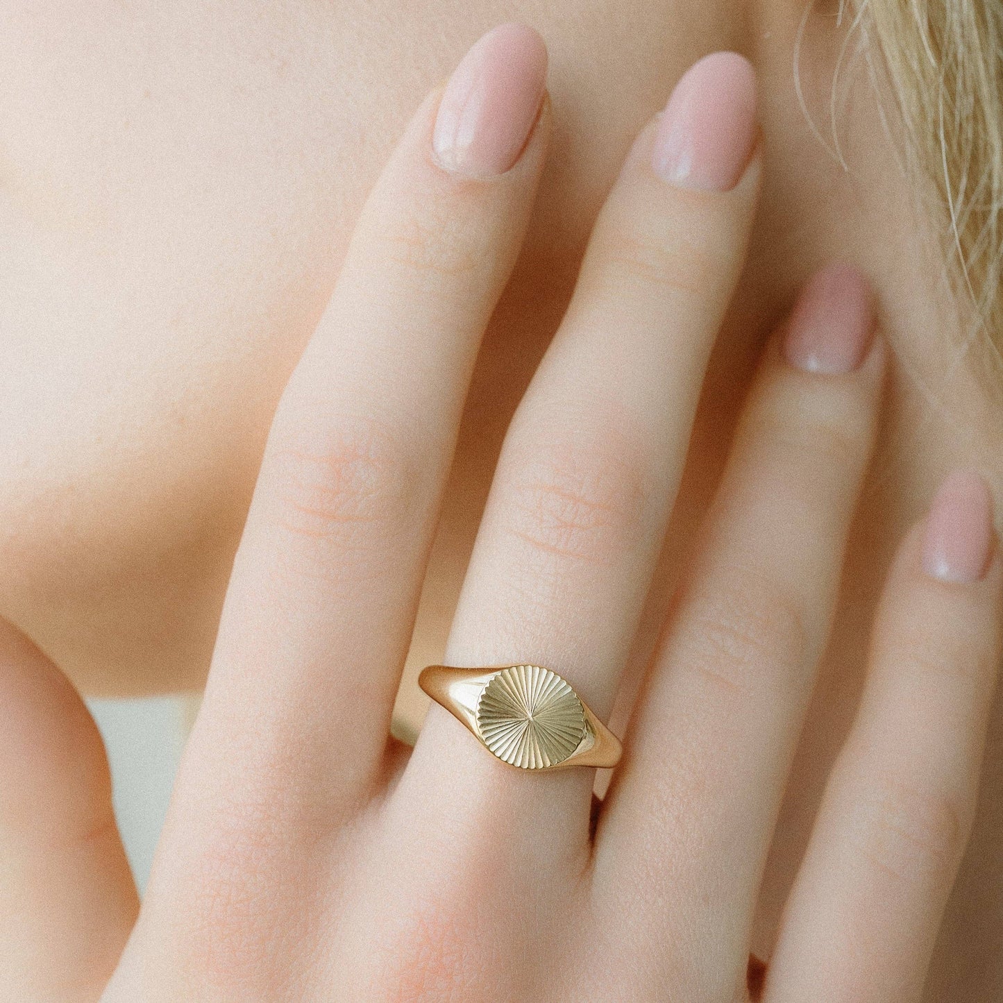 Petite Gold Solis Signet Ring 5