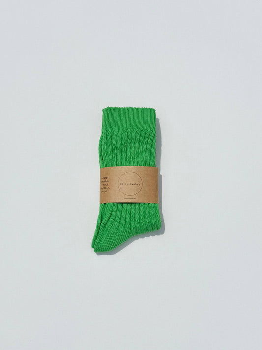 Billy Bamboo Ribbed Cotton Socks - Crystal bright: Leaf 🍃