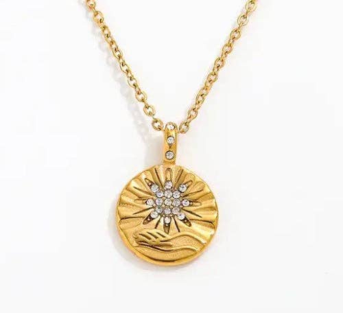 HoopLa -  Mini Pendant- Talisman Protect 14K Gold PVD Necklace: Goddess