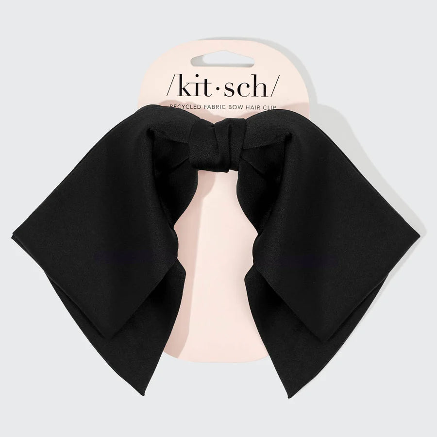 Kitsch Recycled Fabric Bow Hair Clip Black