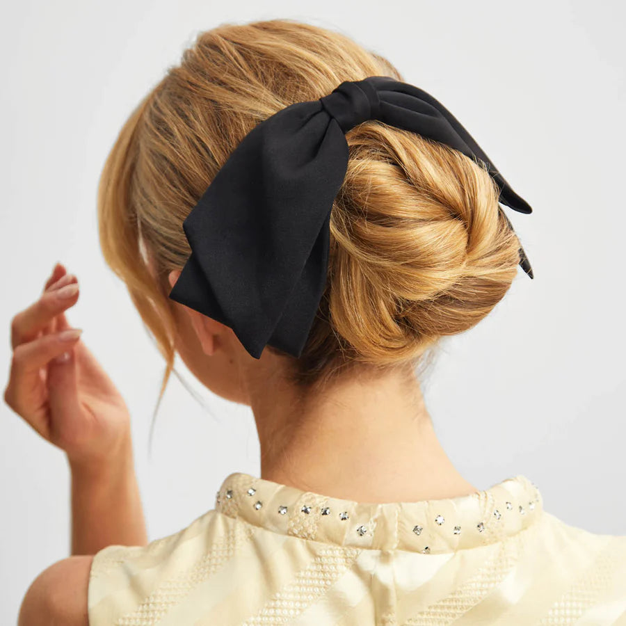 Kitsch Recycled Fabric Bow Hair Clip Black