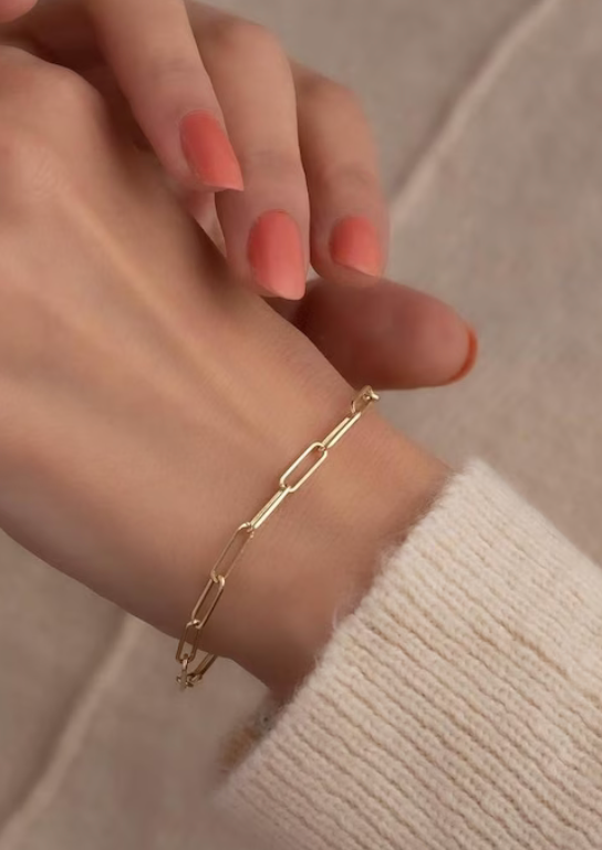 HoopLa -  PaperClip Necklace & Bracelet Chain-Waterproof-PVD: Yellow Gold / Bracelet