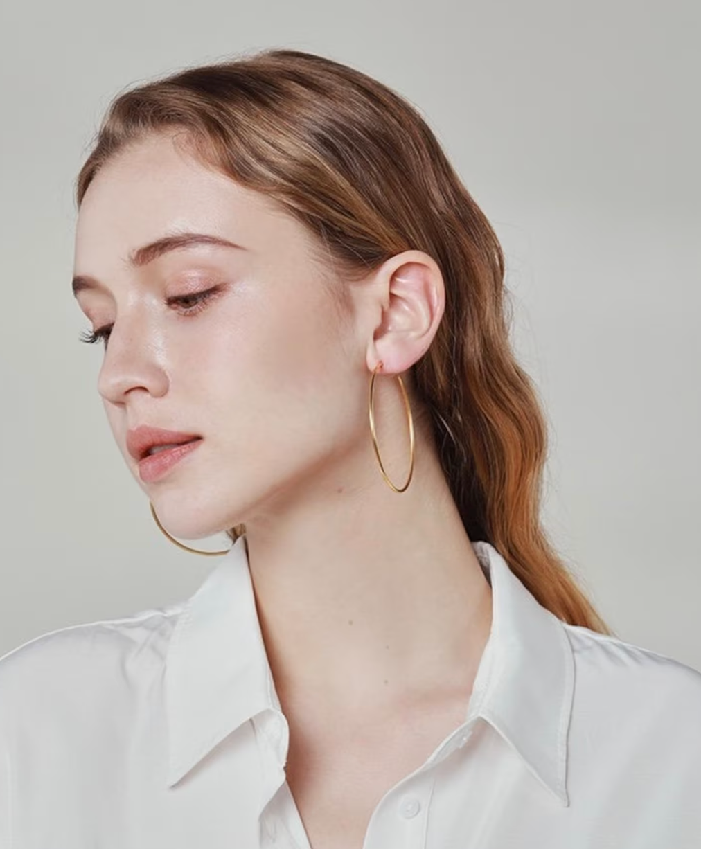 HoopLa - Over Sized Hoop Earrings -  14K PVD Waterproof: Yellow gold / 5cm