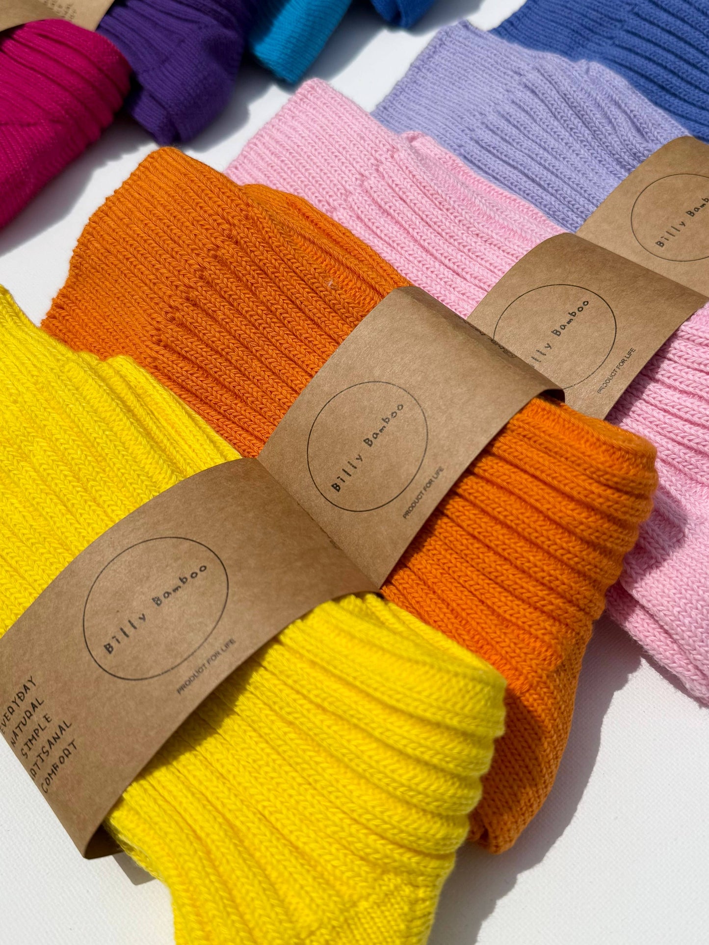 Billy Bamboo Ribbed Cotton Socks - Crystal bright: Lemon 🍋
