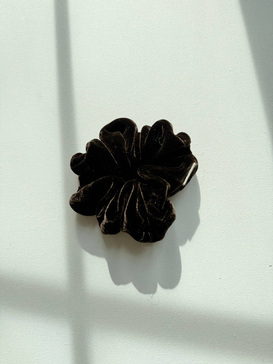 Billy Bamboo - Silk Velvet Large Scrunchie Black Coffee