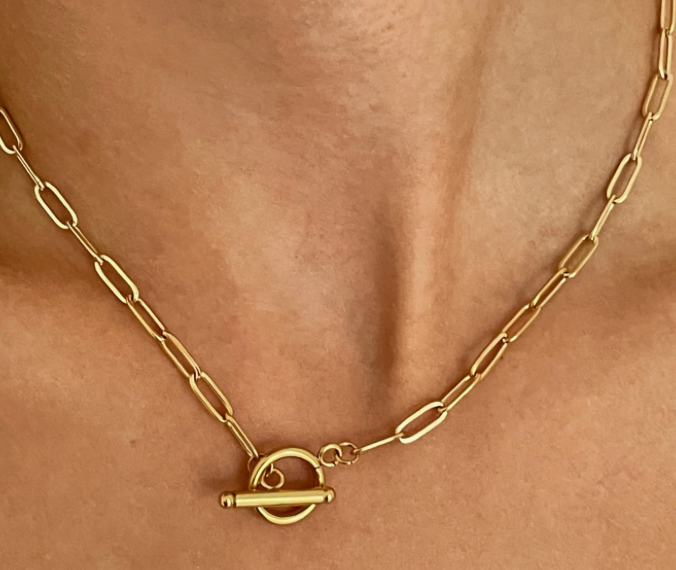 HoopLa - Oval Paperclip Toggle Necklace 18"