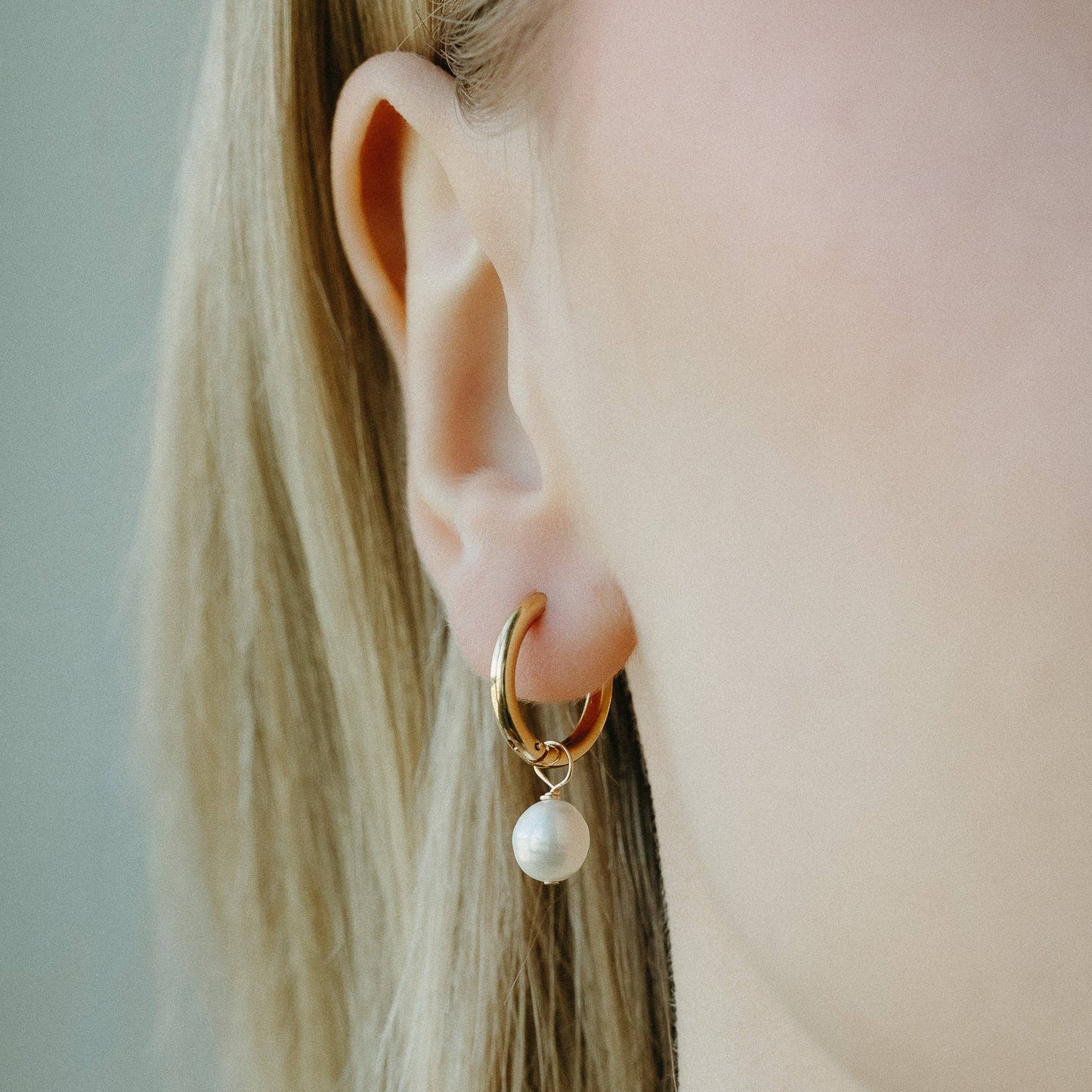 Petite Gold Pearl Hoops