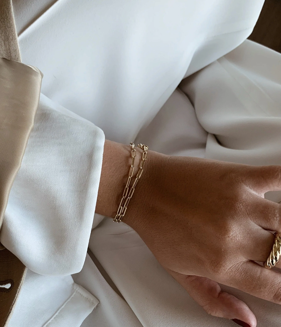 HoopLa -  PaperClip Necklace & Bracelet Chain-Waterproof-PVD: Yellow Gold / Bracelet