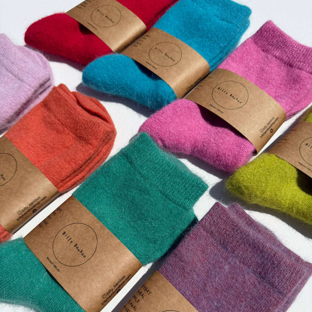 Billy Bamboo Fluffy Angora Socks Purple Amethyst