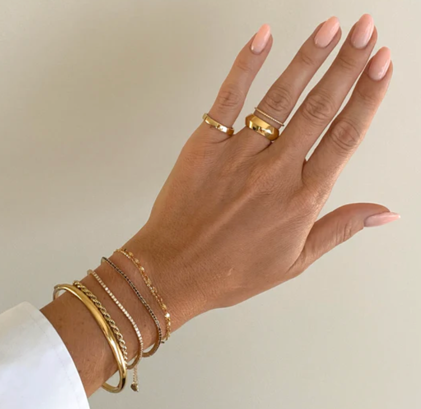 HoopLa - Sofia-Hinge Bangle 14K Gold  Waterproof- PVD plated: Silver / Thin