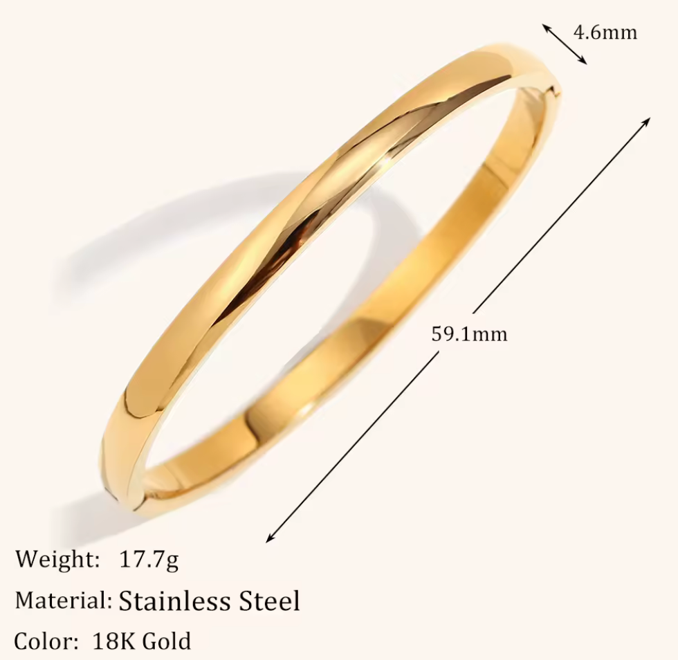 HoopLa - Sofia-Hinge Bangle 14K Gold  Waterproof- PVD plated: Silver / Thin
