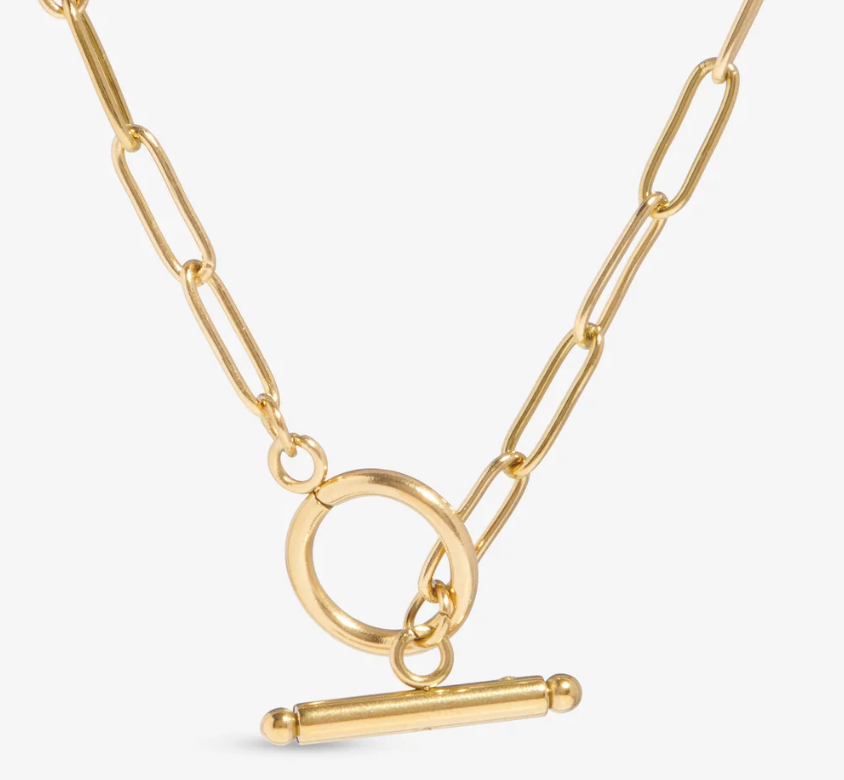 HoopLa - Oval Paperclip Toggle Necklace 18"