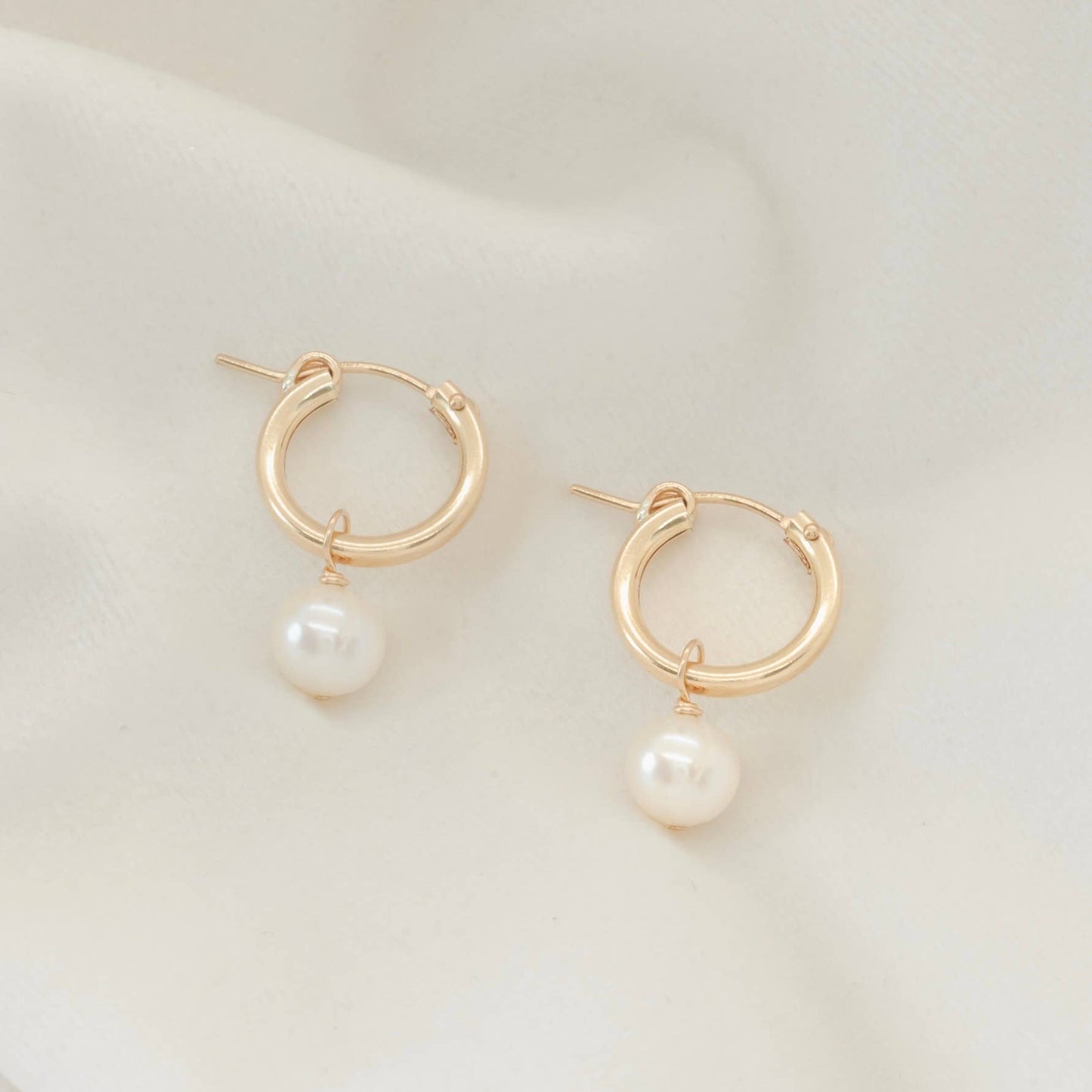 Petite Gold - Pearl Hoops