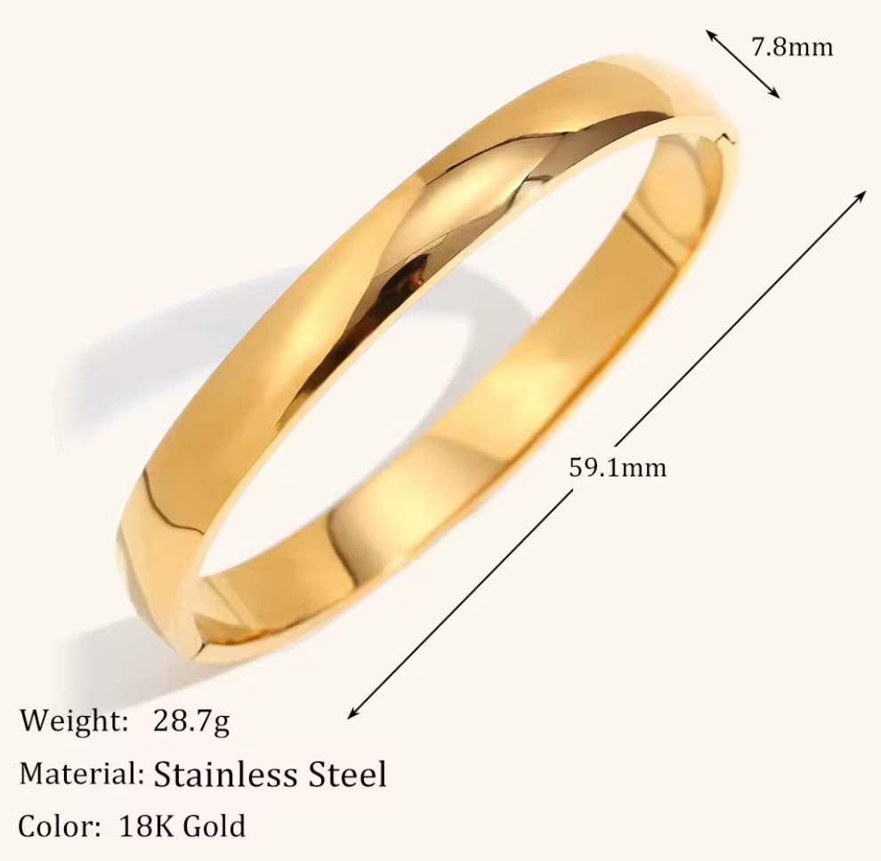HoopLa - Sofia-Hinge Bangle 14K Gold  Waterproof- PVD plated: Silver / Thin