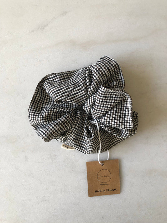 Billy Bamboo - Saville Row Scrunchie - Micro Houndstooth Check Black/Brown/White