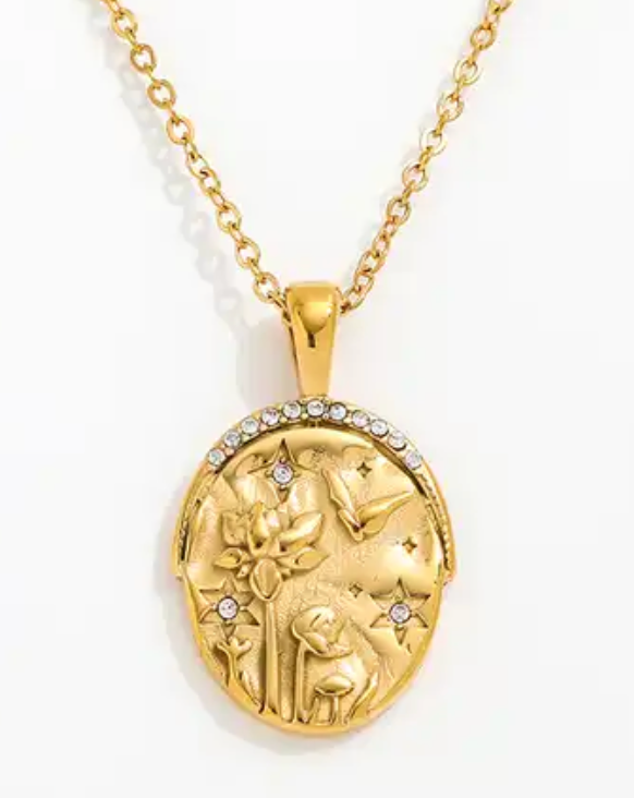 HoopLa -  Mini Pendant- Talisman Protect 14K Gold PVD Necklace: Sun