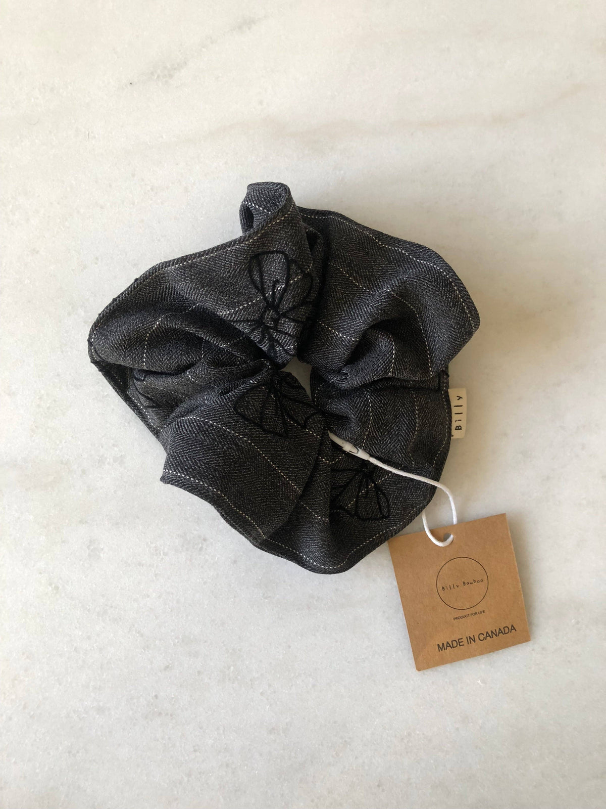 Billy Bamboo - Saville Row Scrunchie - Pin Stripe Charcoal