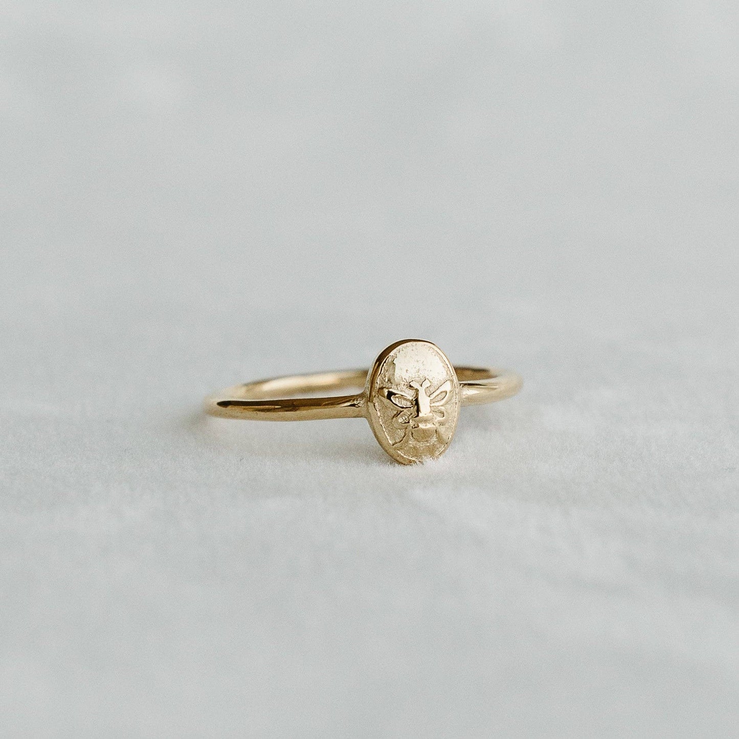 Petite Gold Bee Signet Ring 8