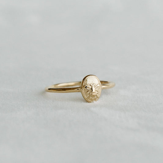 Petite Gold Bee Signet Ring 7