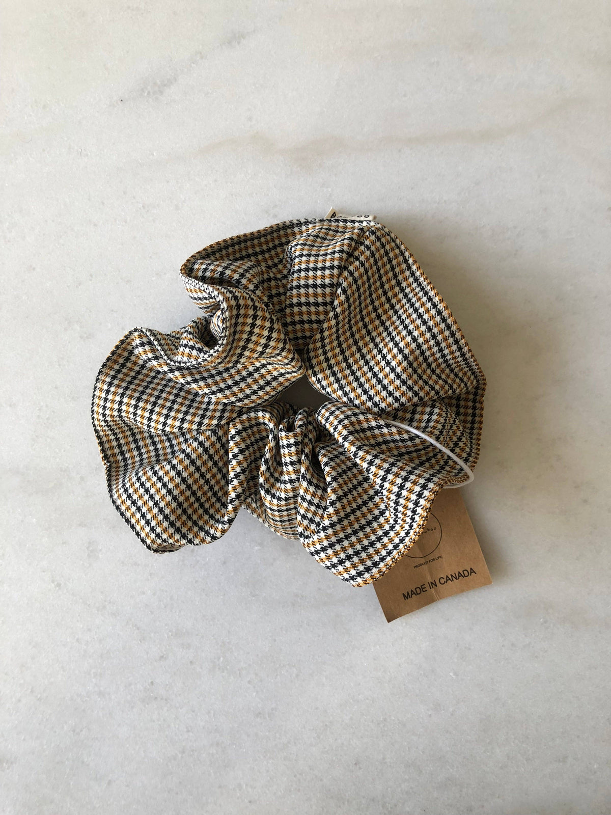 Billy Bamboo - Saville Row Scrunchie - Micro Check Navy/Gold/White