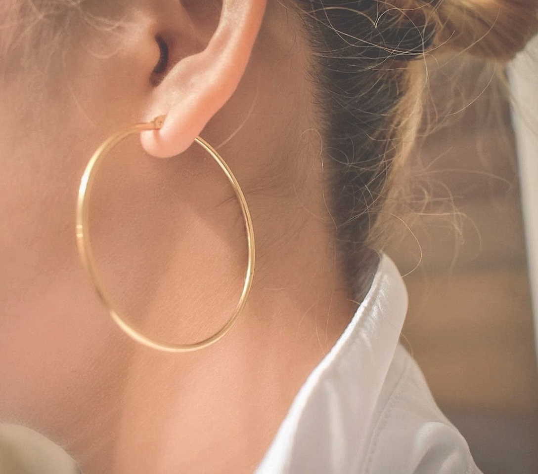 HoopLa - Over Sized Hoop Earrings -  14K PVD Waterproof: Yellow gold / 3cm
