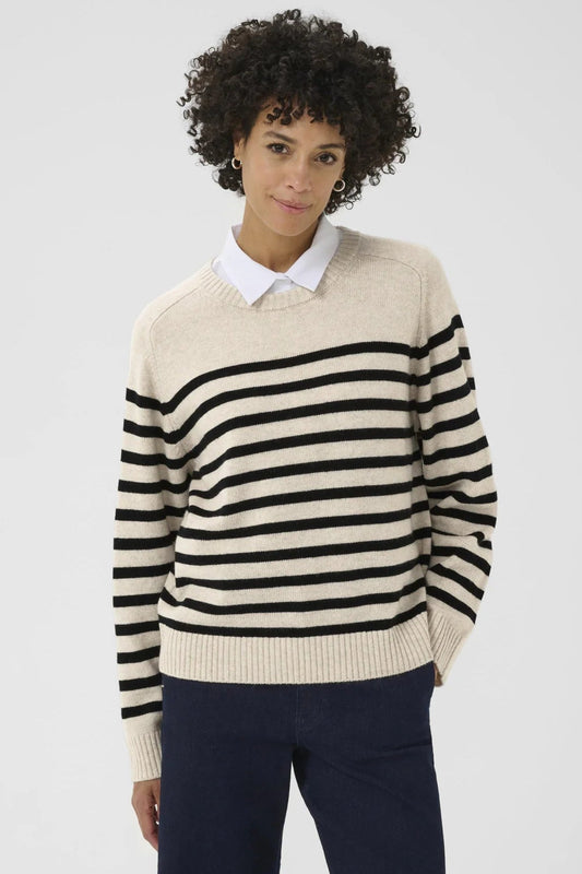 Part Two NiakaPW Pullover Black Stripe