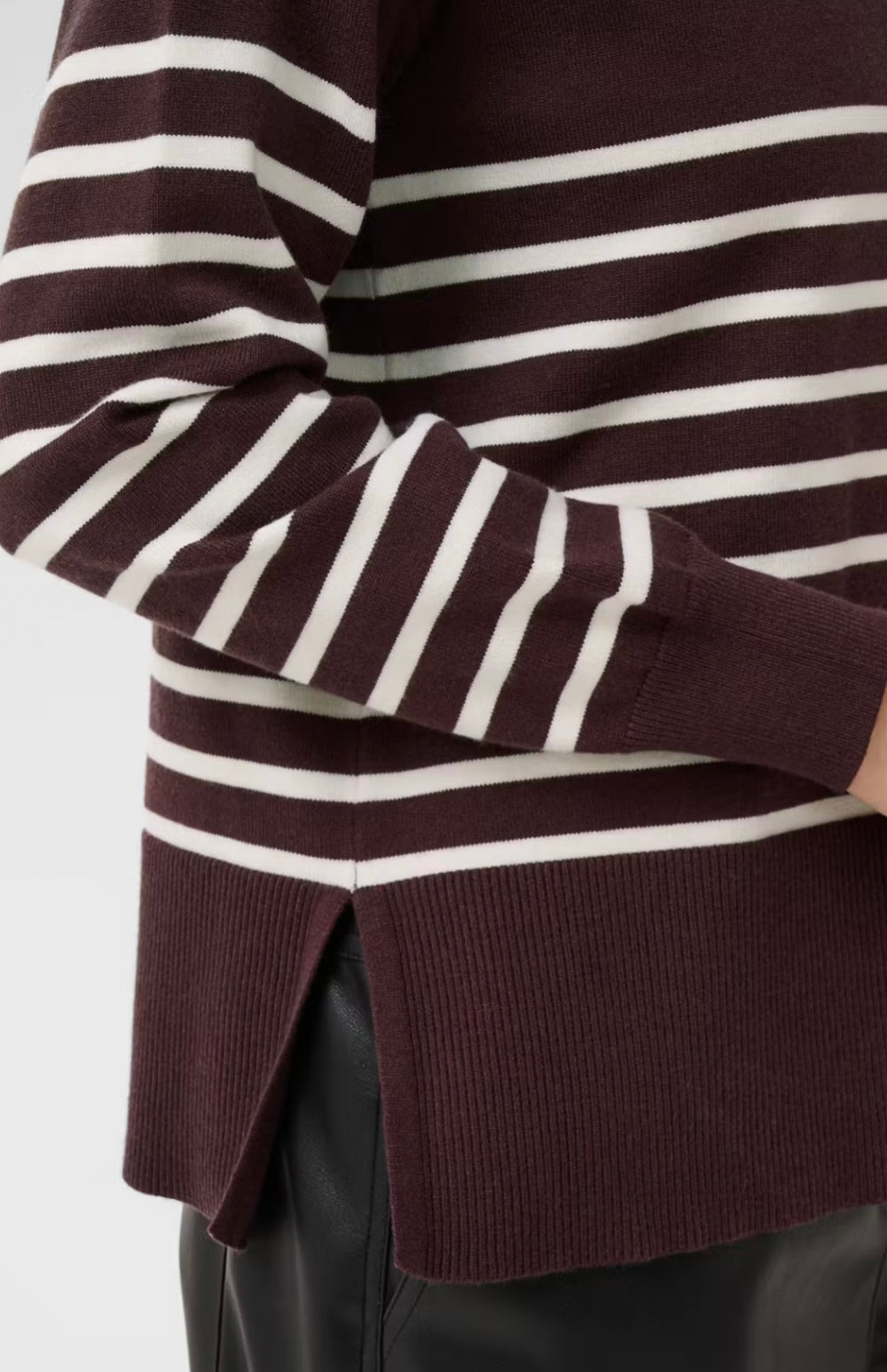 Kaffe KAlimone Pullover Knit Fudge/Chalk Stripe