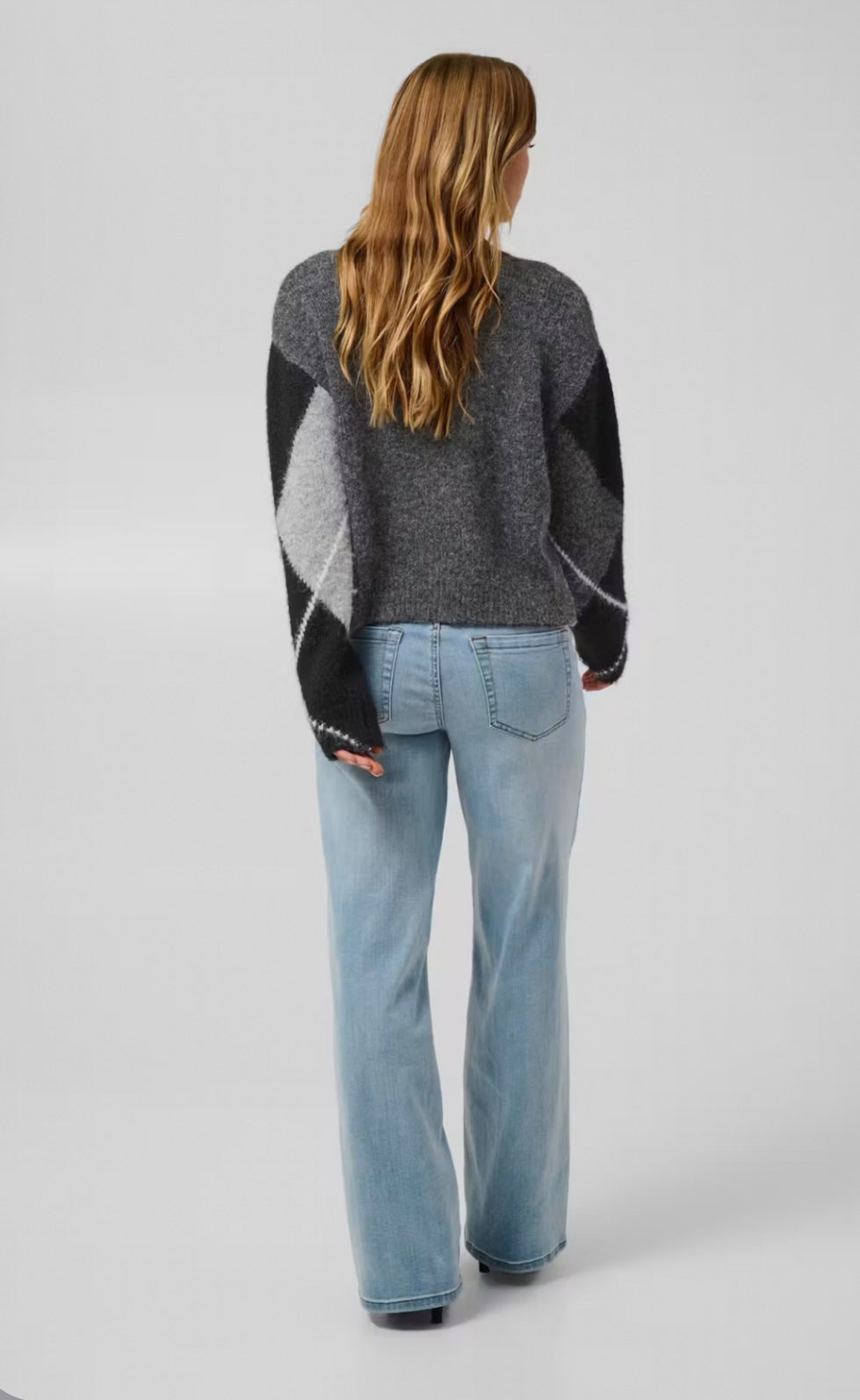 Kaffe KAgrith Knit Pullover Grey Melange/Black Check
