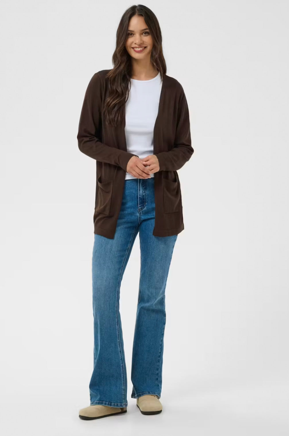 Kaffe KAlizza Long Cardigan Coffee Bean