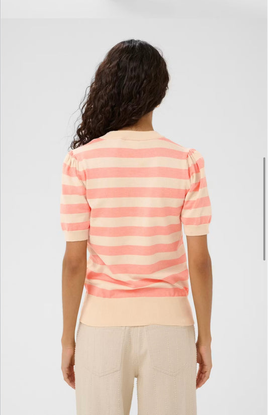 Saint Tropez MilaSZ SS Block Stripe Pullover Blooming Ivory