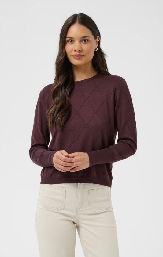 Kaffe KAlizza Argyle Pullover Sweater Fudge