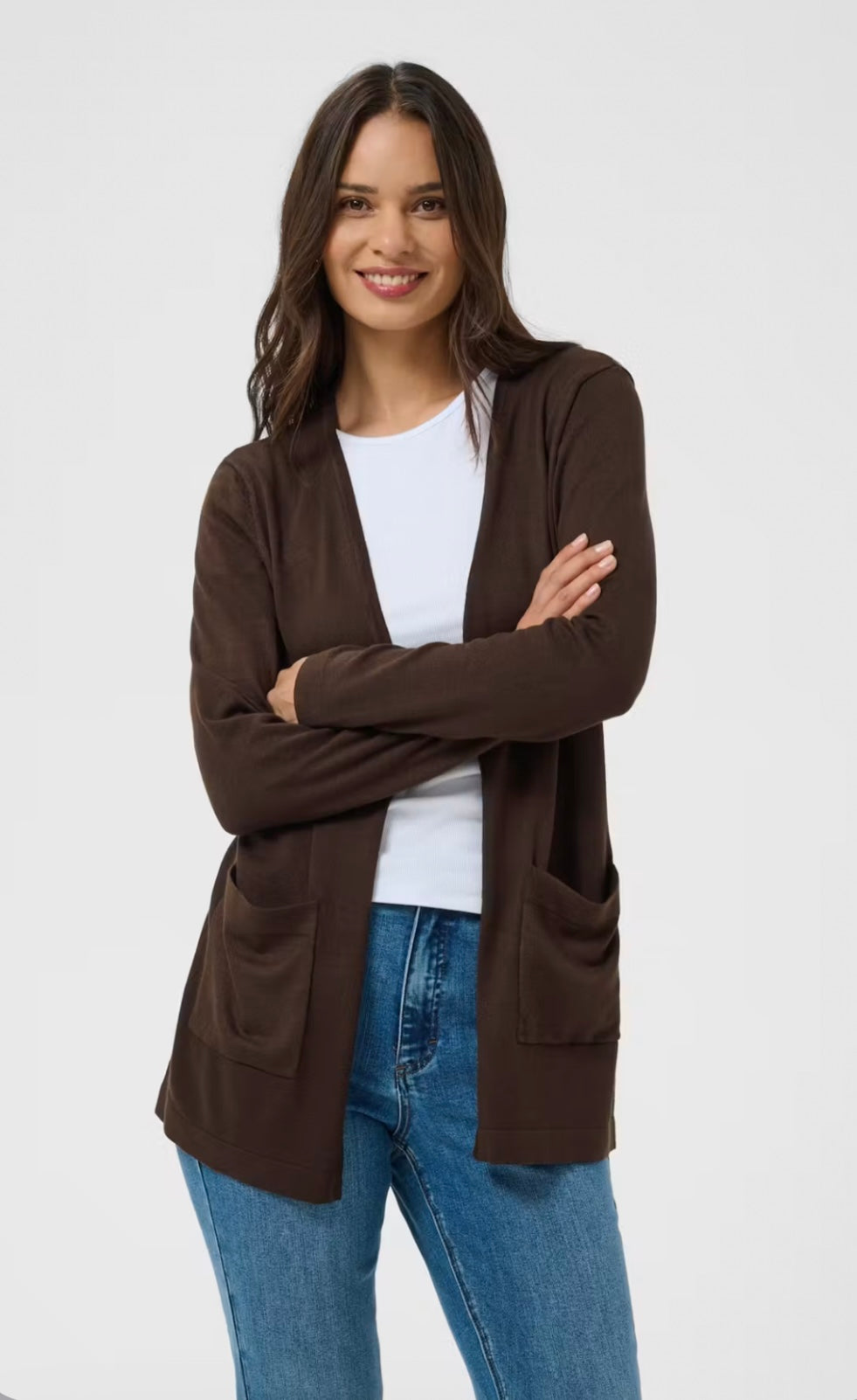 Kaffe KAlizza Long Cardigan Coffee Bean