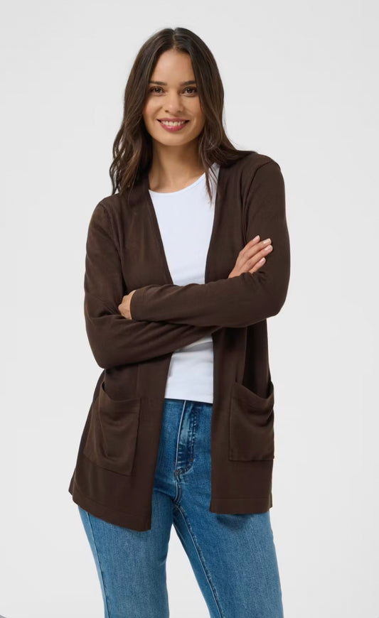Kaffe KAlizza Long Cardigan Coffee Bean
