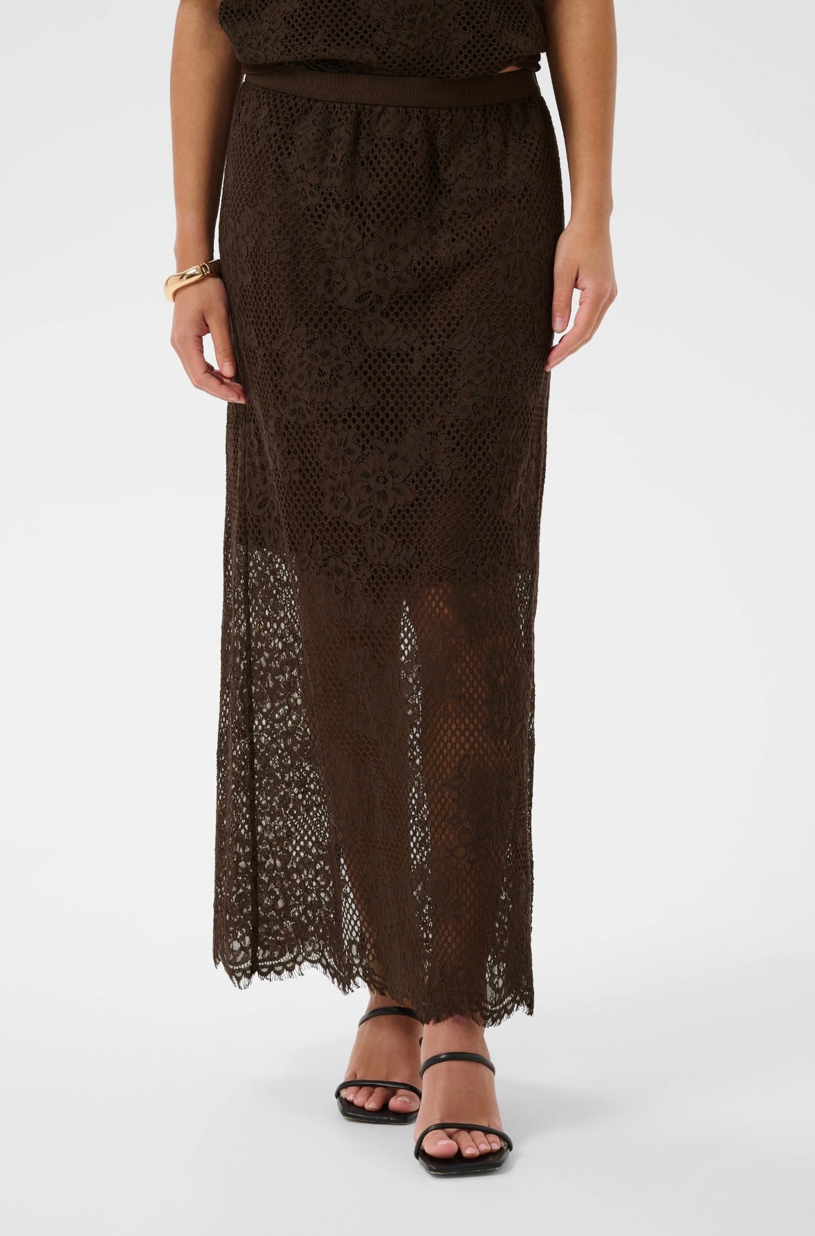 Kaffe KAcornelia Lace Skirt Coffee Bean