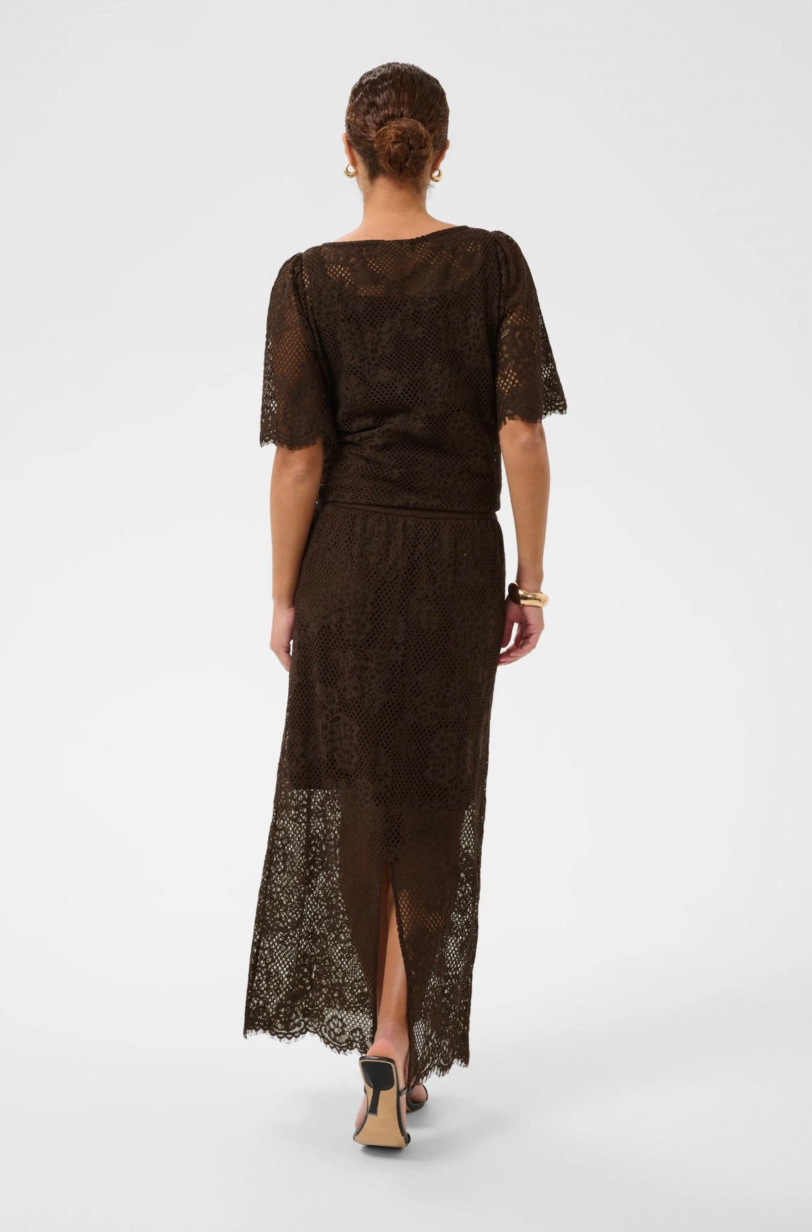 Kaffe KAcornelia Lace Skirt Coffee Bean