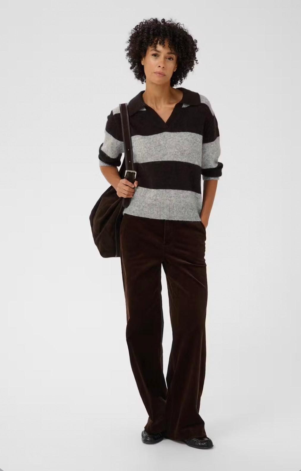 Part Two CharlottPW Pullover Mole/Grey Melange stripe/Brown