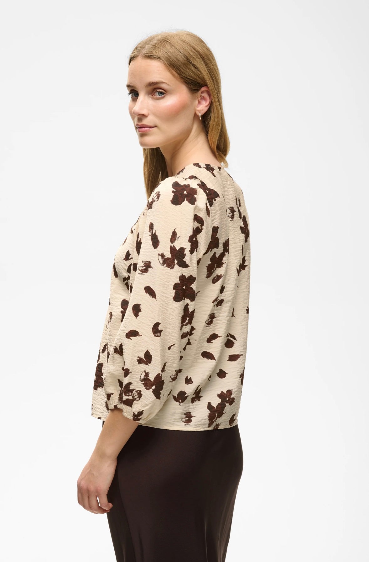 Part Two ChanniePW Shirt Oatmeal Feather Flower Print