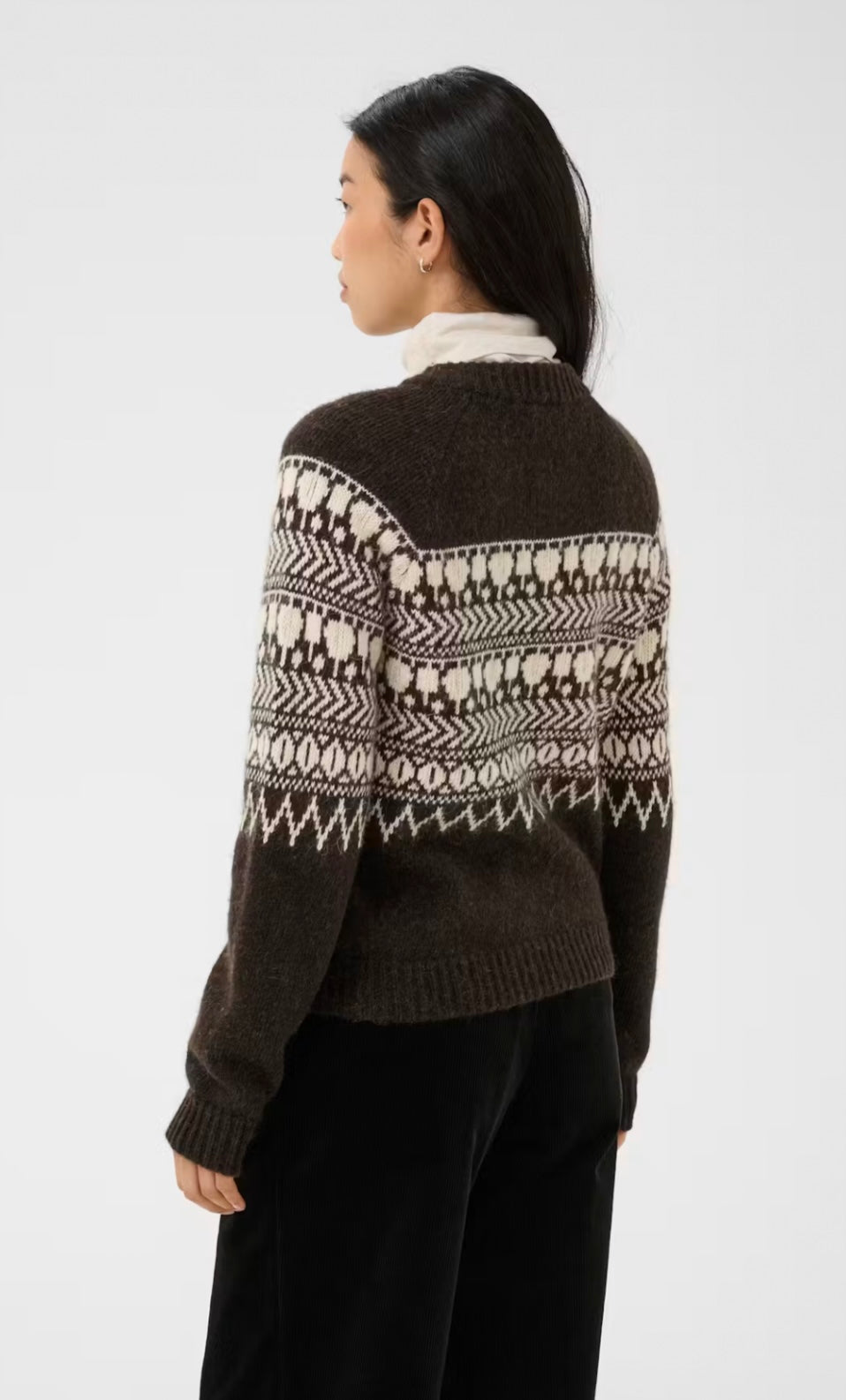 Part Two CharmainePW Cardigan Mole/Whitecap Jaquard