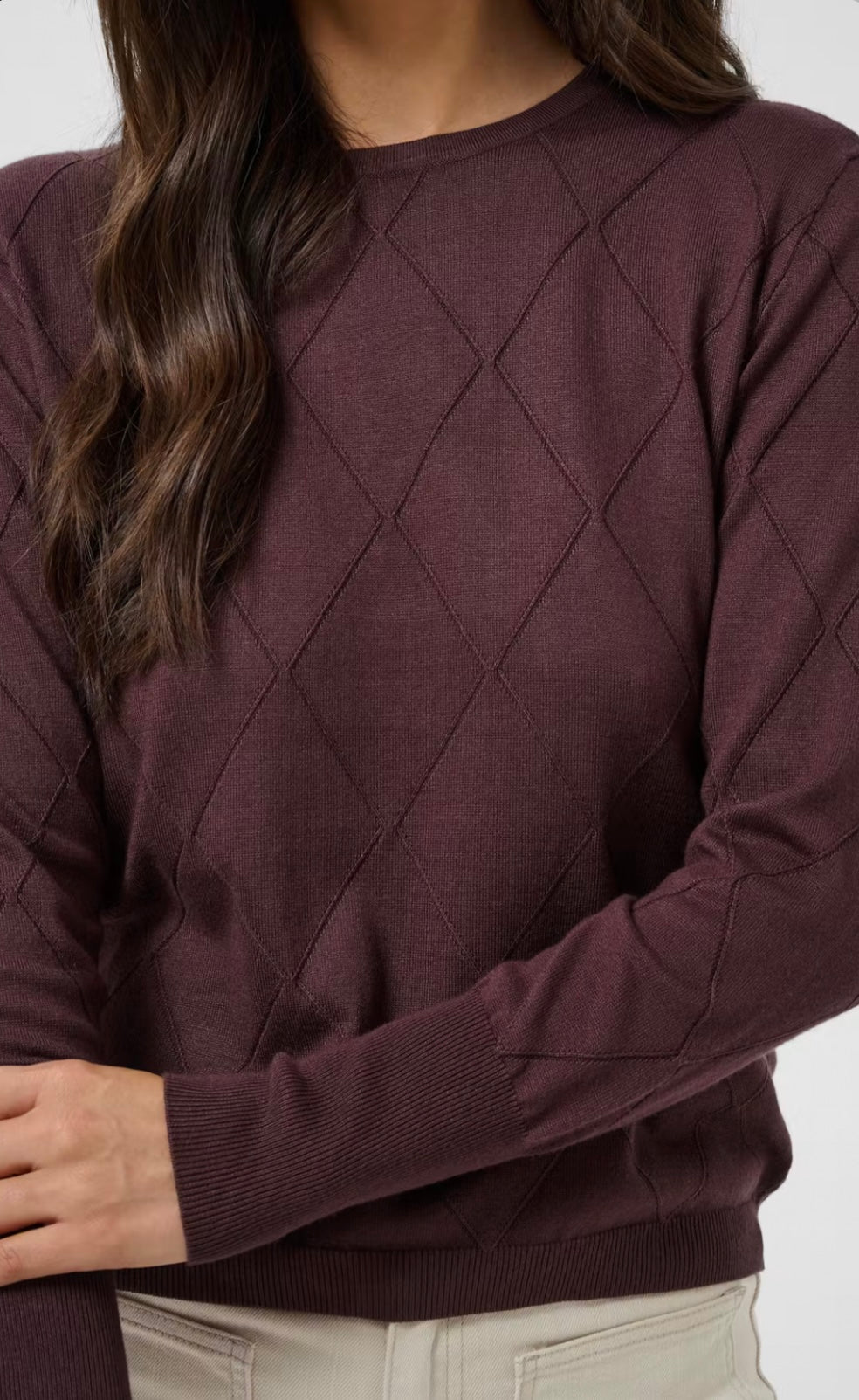Kaffe KAlizza Argyle Pullover Sweater Fudge