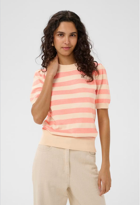 Saint Tropez MilaSZ SS Block Stripe Pullover Blooming Ivory